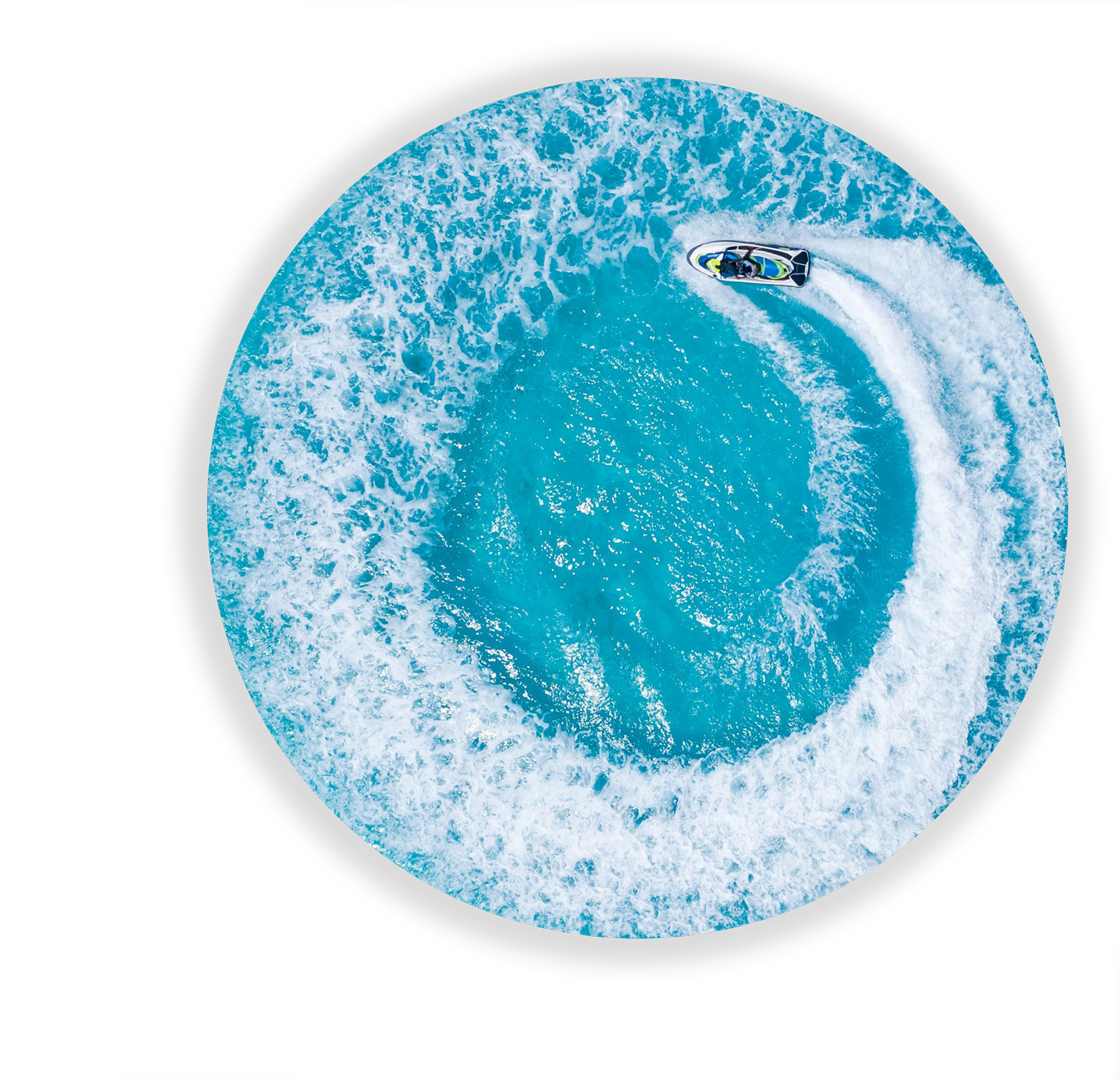 A jetski on water Top down view